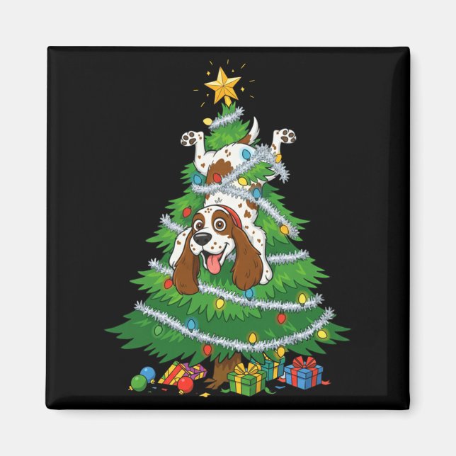 Aimant Funny English Springer Spaniel Dog Christmas Tree  (Devant)