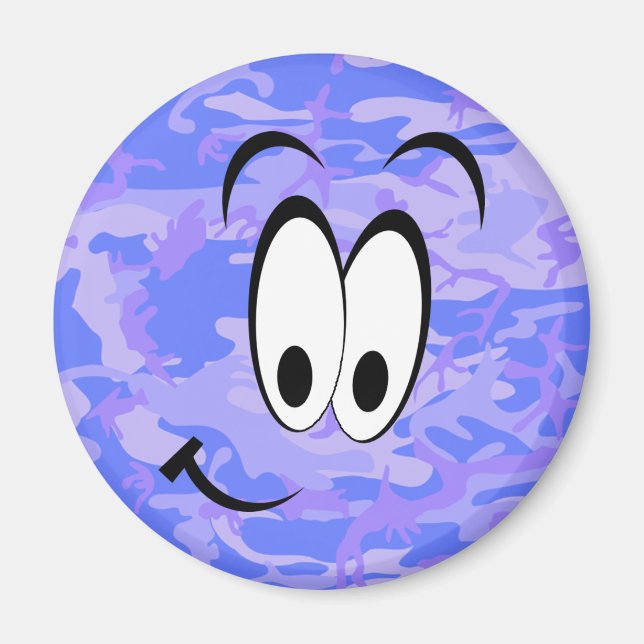 Aimant Funny Face Camouflage Pastel Blue Motif Abstrait (Devant)