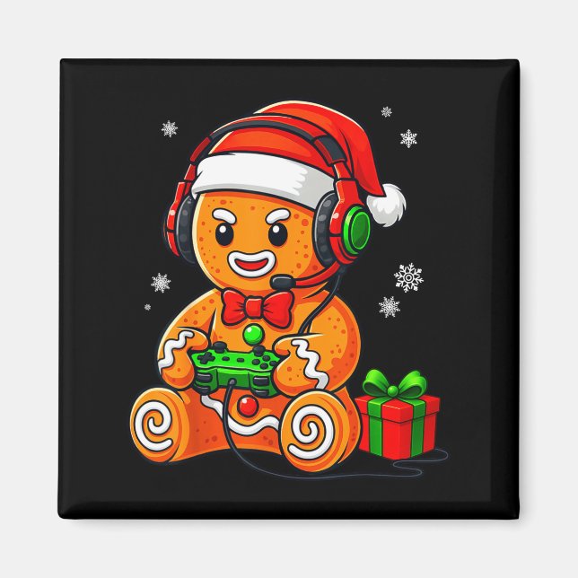 Aimant Funny Gingerbread Gaming Pjs Pajamas Christmas Xma (Devant)