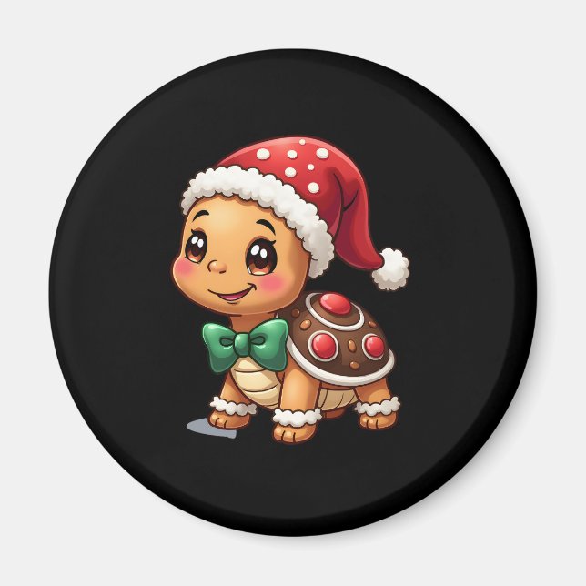 Aimant Funny Gingerbread Man Turtle Christmas Womens Mens (Devant)