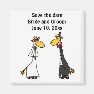 Aimant Funny Giraffe Mariée et Mariage de chambre