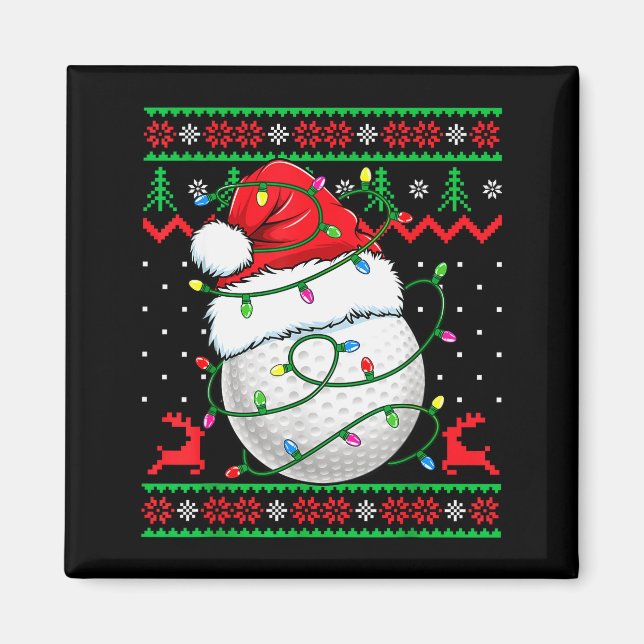 Aimant Funny Golf Ugly Christmas Sweater Womens Mens Golf (Devant)
