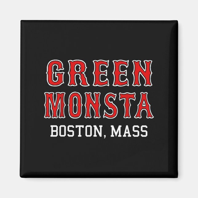 Aimant Funny Green Monstah Boston M New England  (Devant)