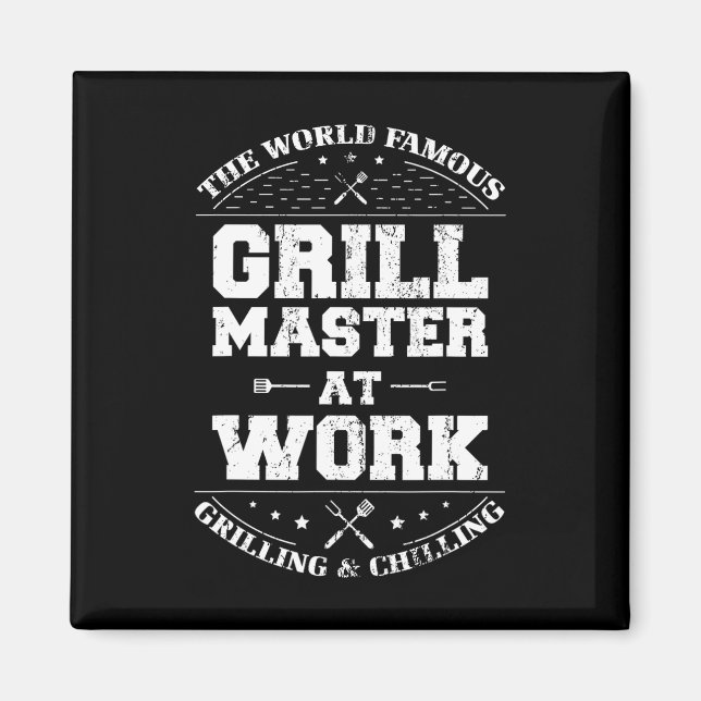 Aimant Funny Grill Master Barbecue Chef Fumé Viande Lover (Devant)