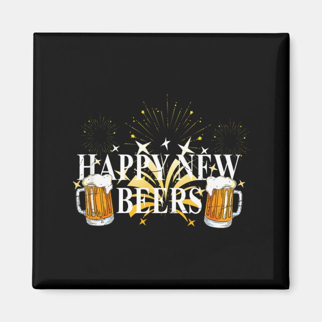 Aimant Funny Happy New Beers Drinking 2021 Nye Party Happ (Devant)