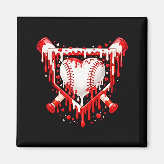 Aimant Funny Heart Baseball Drip Ice Cream Valentines Day (Devant)