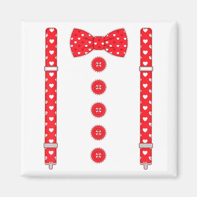 Aimant Funny Hearts Bow Tie Suspenders Valentine's Day Co (Devant)