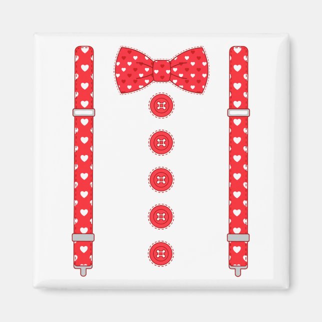 Aimant Funny Hearts Bow Tie Suspenders Valentine's Day Co (Devant)