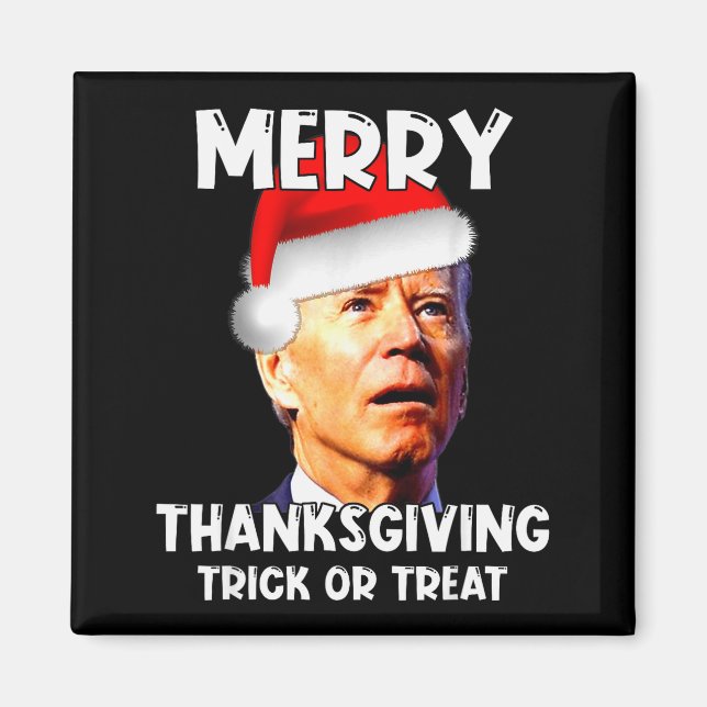 Aimant Funny Joe Biden Santa Hat Merry Thanksgiving Chris (Devant)