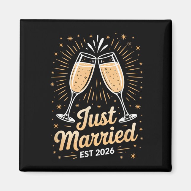 Aimant Funny Just Married Newlywed Honeymoon Couple 2026  (Devant)