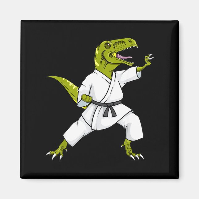 Aimant Funny Karatesaurus T-rex Dinosaur Karate Samurai D (Devant)