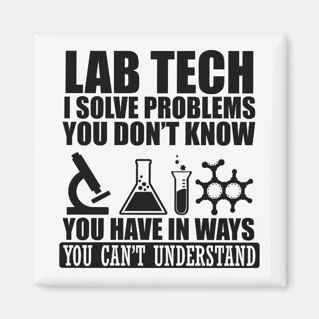 Aimant Funny lab tech cite laboratoire technicien humour (Devant)