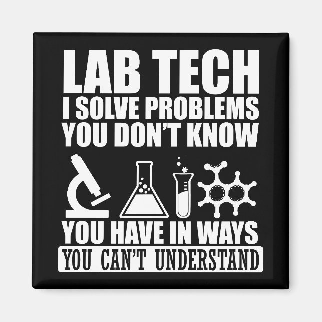 Aimant Funny lab tech cite laboratoire technicien humour (Devant)