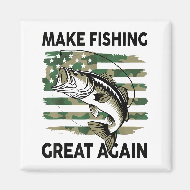 Aimant Funny Make Fishing Great Again Camo B Fish America (Devant)