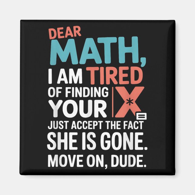 Aimant Funny Math Design For Boys Girls Math Teachers Men (Devant)