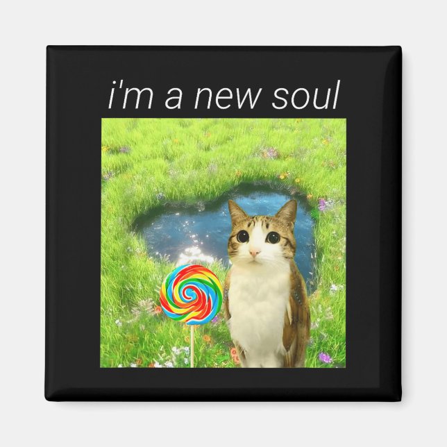 Aimant Funny Meowl Meme, Cat Owl Meme Brainrot Gen Alpha  (Devant)