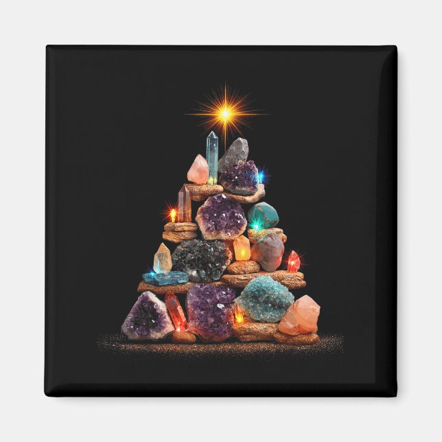 Aimant Funny Minerals Christmas Tree Graphic Crystals  (Devant)