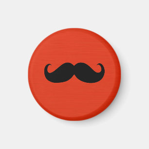 Aimant Funny Mustache noire sur Arrière - plan rouge oran