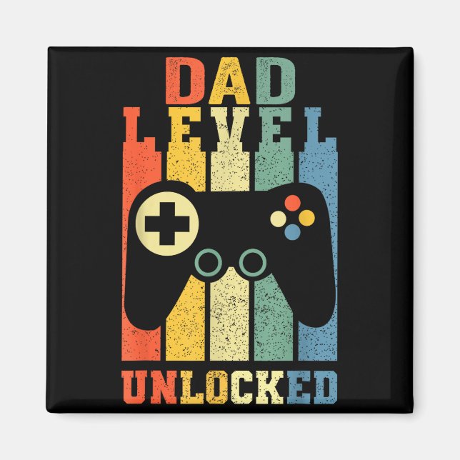 Aimant Funny New Dad Shirt Dad Level Unlocked Day Tee Shi (Devant)