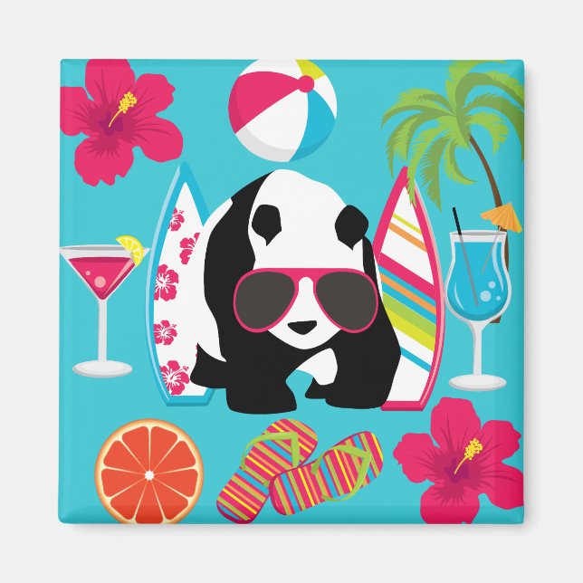 Aimant Funny Panda Bear Beach Bum Cool Lunettes de soleil (Devant)