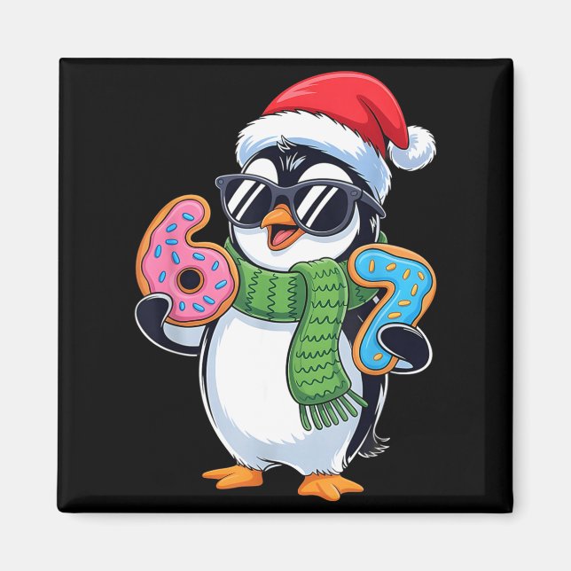 Aimant Funny Penguin Six Seven 67 Ice Cream Christmas Boy (Devant)