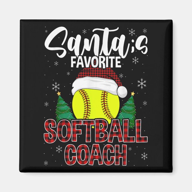 Aimant Funny Père Noël Favori Coach Softball Pl de Noël (Devant)