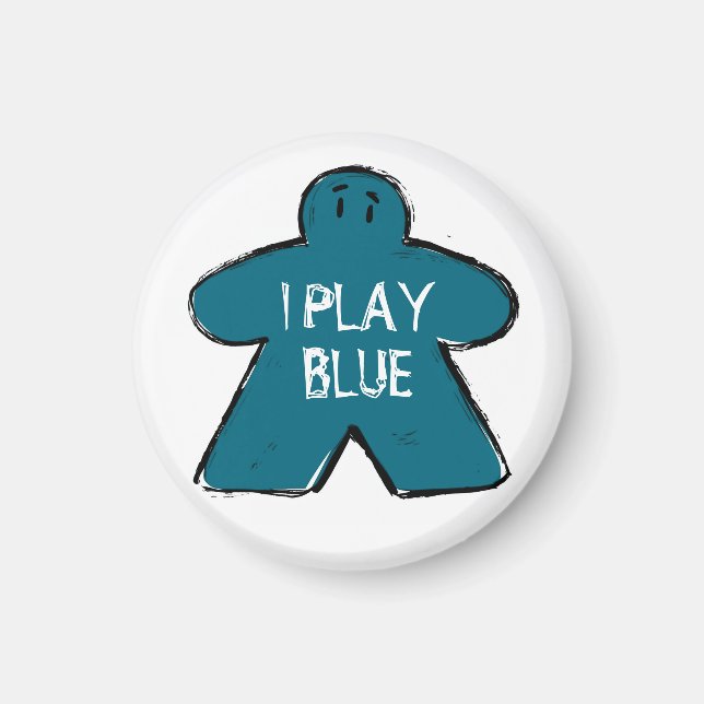 Aimant Funny Phrase Grunge Blue Meeple Board Gamer  (Devant)