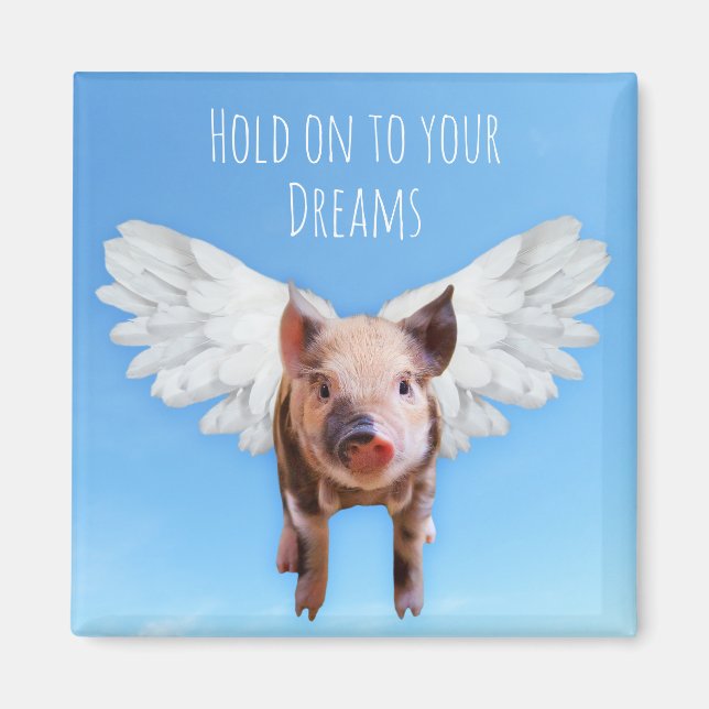 Aimant Funny Pigs Might Fly Hold onto Dreams  (Devant)