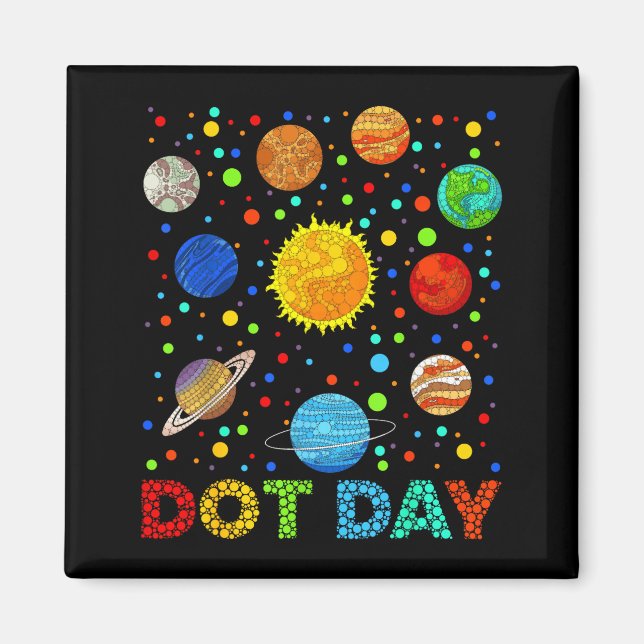 Aimant Funny Planets Polka Dot Happy Dot Day Art Student  (Devant)