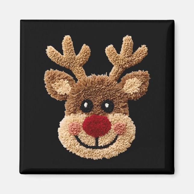 Aimant Funny Reindeer Rudolph Crochet Merry Christmas Xma (Devant)