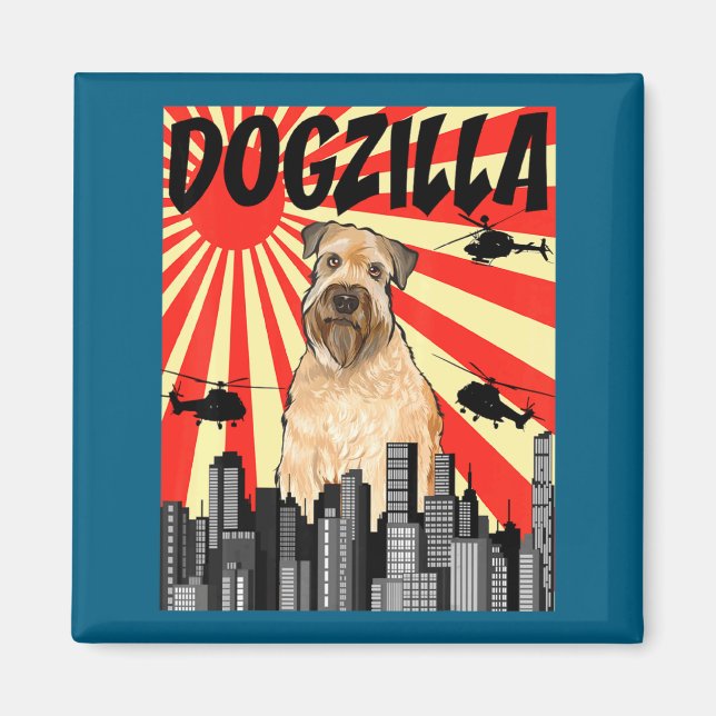 Aimant Funny Retro Japanese Dogzilla Soft Coated Wheaten  (Devant)