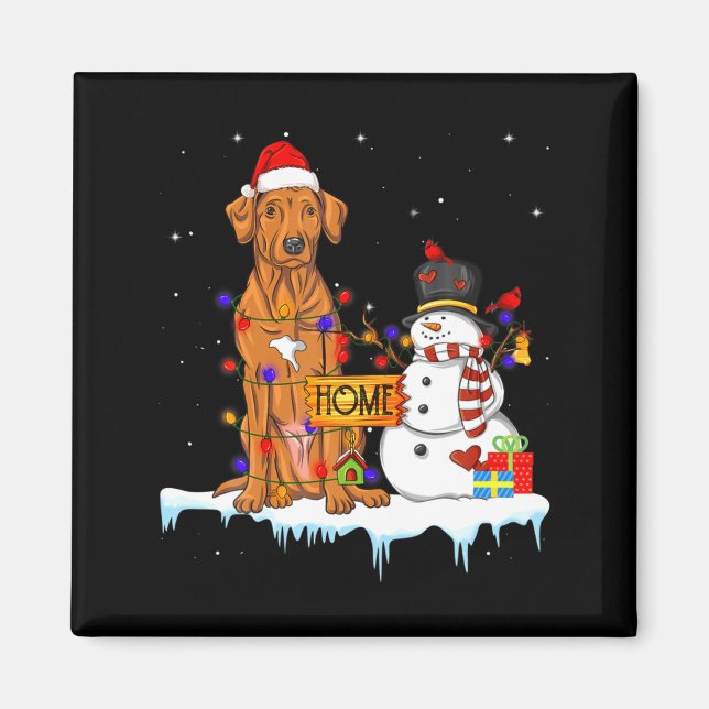 Aimant Funny Rhodesian Ridgeback Dog Christmas Snowman Xm (Devant)