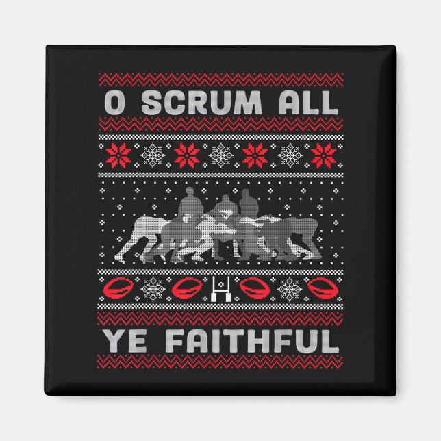 Aimant Funny Rugby O Scrum All Ye Faithful Ugly Merry Chr (Devant)