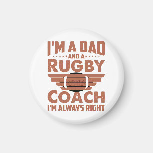 Aimant Funny Rugby papa et entraîneur de rugby