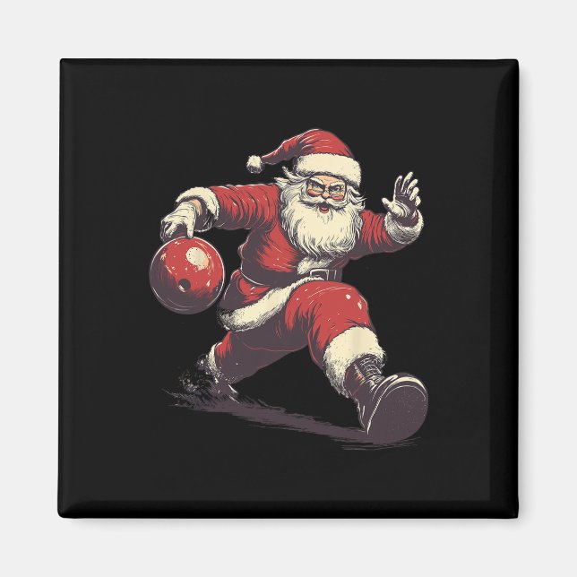 Aimant Funny Santa Bowler Bowling Player Christmas Xmas P (Devant)