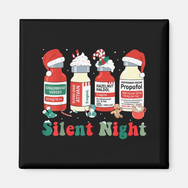 Aimant Funny Santa Profol Silent Night Icu Nurses Merry C (Devant)