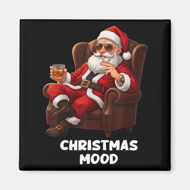Aimant Funny Sarcastic Santa Smoking And Drinking “christ (Devant)