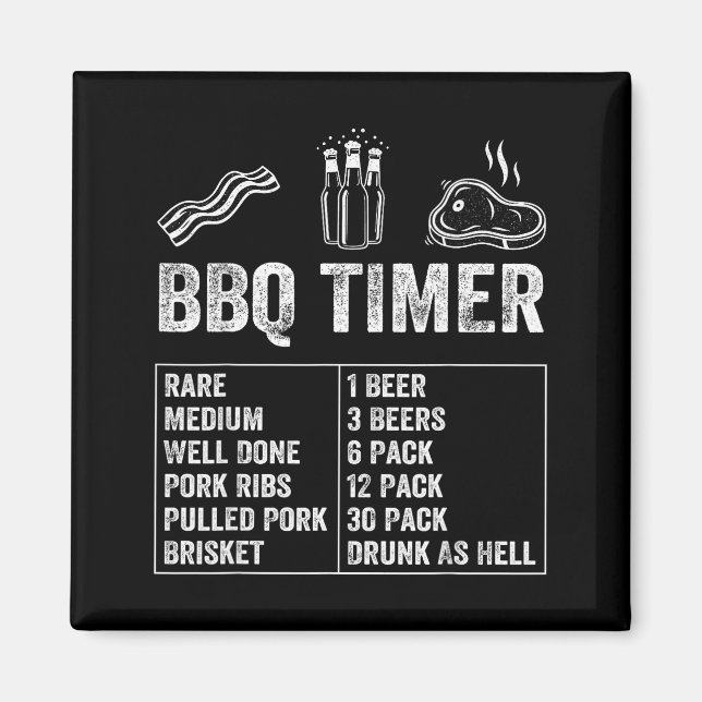 Aimant Funny Saying Bbq Timer Beer Grill Dad Barbecue Dri (Devant)