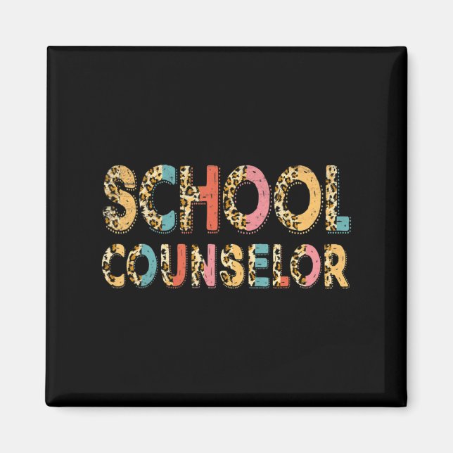 Aimant Funny School Counselor Teacher Leopard School Coun (Devant)