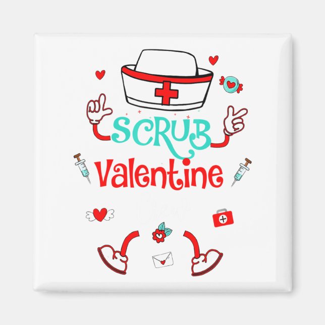 Aimant Funny Scrub Valentines Day Nurse Crew Family Group (Devant)