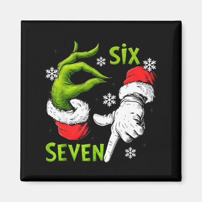 Aimant Funny Six Seven 67 Meme 6 7 Christmas Elf Hand Boy (Devant)