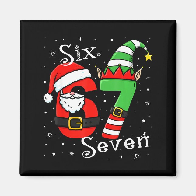 Aimant Funny Six Seven 6 7 Meme Christmas Santa Elf Numbe (Devant)