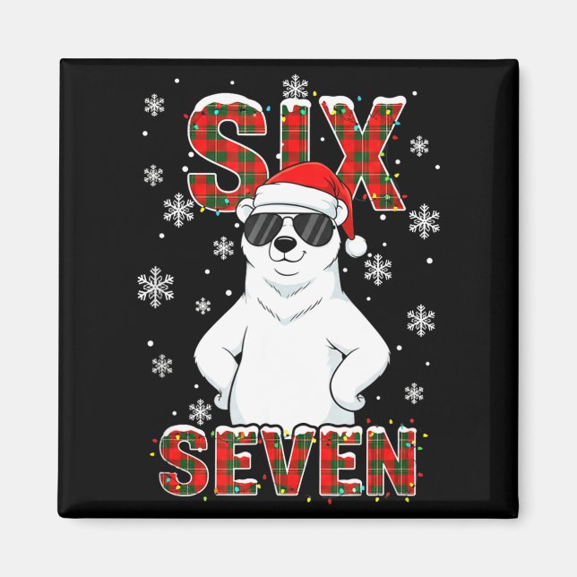 Aimant Funny Six Seven Lar Bear Christmas 67 Santa Hat Wi (Devant)
