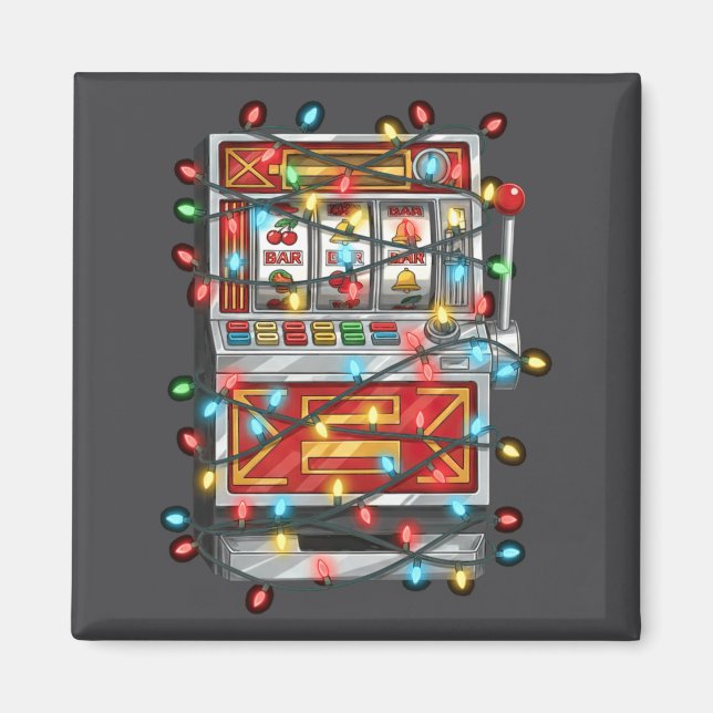 Aimant Funny Slot Machine Christmas Graphics Lights Lover (Devant)
