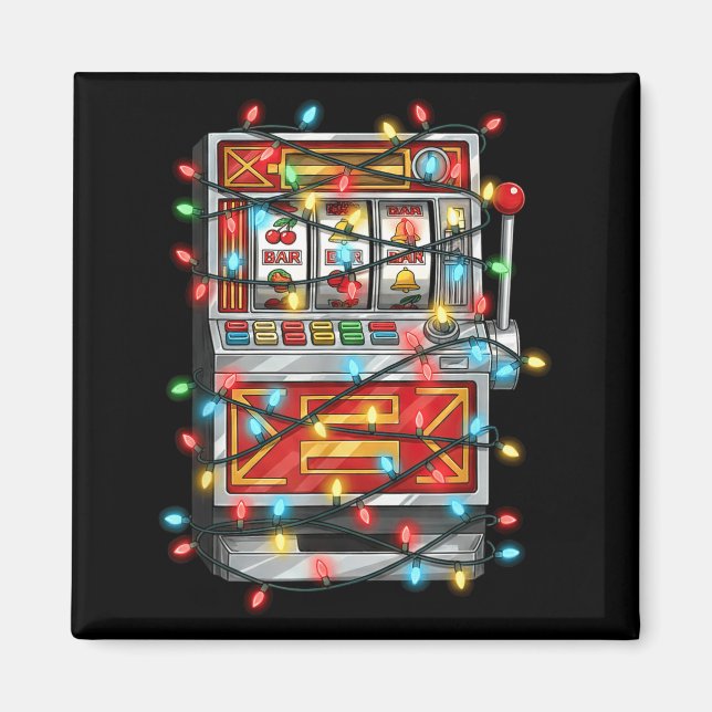 Aimant Funny Slot Machine Christmas Graphics Lights Lover (Devant)