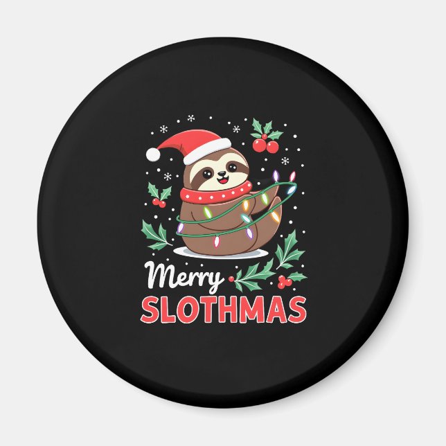 Aimant Funny Sloth Xmas Lights Merry Slothmas Sloth Chris (Devant)