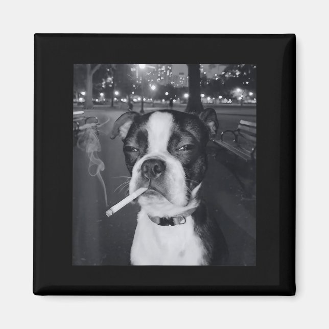 Aimant Funny Smoking Dog Meme Cigarette Gen Z Meme Dog Lo (Devant)