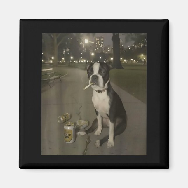 Aimant Funny Smoking Dog Meme Cigarette Gen Z Meme Dog Lo (Devant)