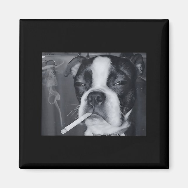 Aimant Funny Smoking Dog Meme Cigarette Gen Z Meme Dog Lo (Devant)