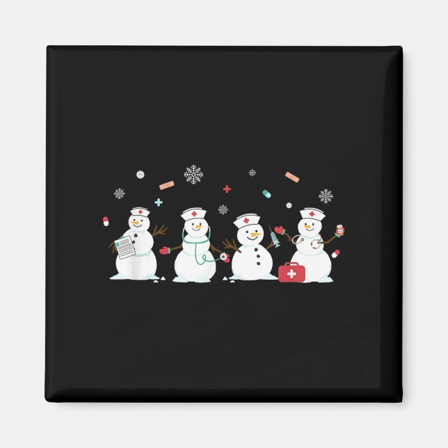 Aimant Funny Snowman Nurse Noël Soins de santé Vacances N (Devant)